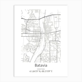 Batavia,United States Minimalist Map 1 Art Print