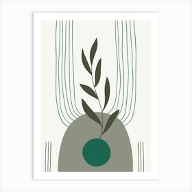 Boho Wall Art Print Sage Green Abastract Flat Scandi Design B Art Print