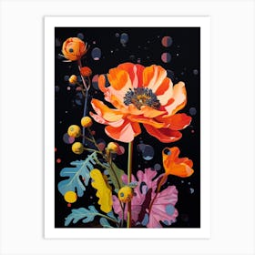 Surreal Florals Portulaca 1 Flower Painting Art Print