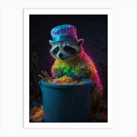 Raccoon In A Bucket 3 Art Print