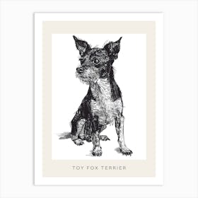 Toy Fox Terrier Dog Line Sketch 4 Poster Art Print