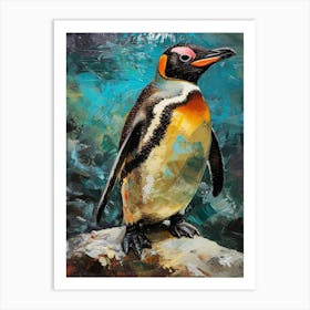 Galapagos Penguin Zavodovski Island Colour Block Painting 2 Art Print