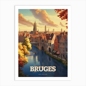 Bruges Belgium Modern Trendy European Travel Art Print