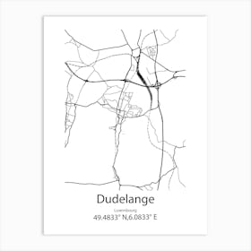 Dudelange,Luxembourg Minimalist Map Art Print