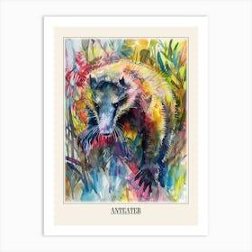 Anteater Colourful Watercolour 1 Poster Art Print
