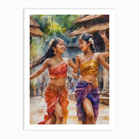 Cambodian Girls Dancing Art Print