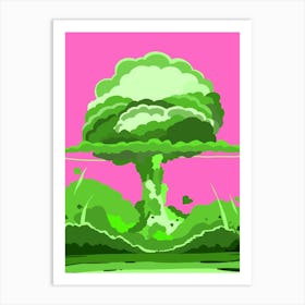 Nuclear explosion green on pink background  Art Print