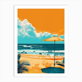 Beach Chair And Umbrella Art Print