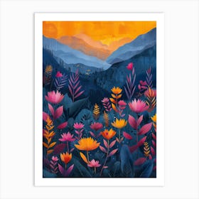 Sunset In The Mountains Art Print