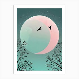 Fly Away Moon Scene (7) Art Print