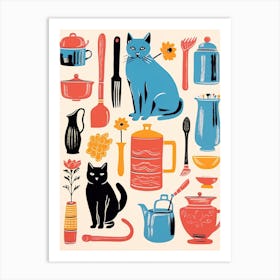 Cats And Kitchen Lovers 3 Art Print