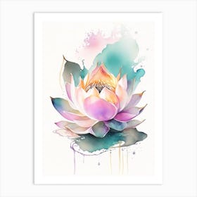 Lotus Flower, Buddhist Symbol Watercolour 5 Art Print