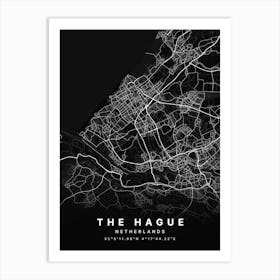 The Hague Netherlands Black Map Poster