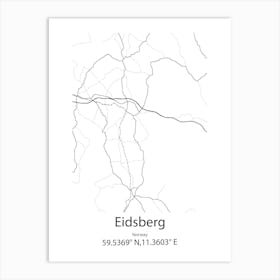 Eidsberg,Norway Minimalist Map Art Print