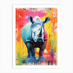 Rhino Colourful Screen Print Inspired 3 Art Print