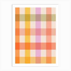 Retro Spring Pastel Gingham - peach, sage, yellow, lilac Art Print