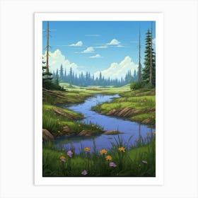 Wetlands Landscape Pixel Art 3 Art Print