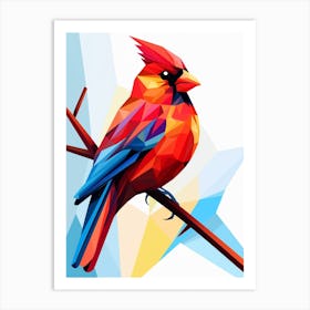 Colourful Geometric Bird Cardinal 2 Art Print