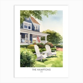 The Hamptons 4 Watercolour Travel Poster Art Print