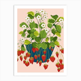 Strawberry Growing Pot Art Print