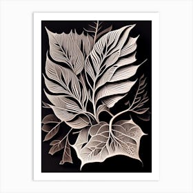 Peach Leaf Linocut 2 Art Print