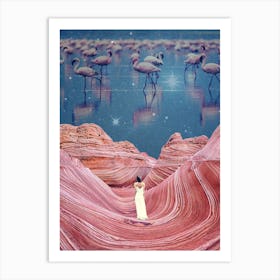 Flamingos Sky Art Print