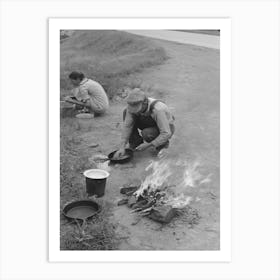 Making Lunch Along The Roadside Near Henrietta I E,Henryetta, Oklahoma, This Is A Migrant Family En Route To Art Print