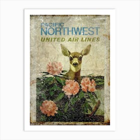 Vintage Travel Poster ― Pacific Northwest United Air Lines 1 Art Print