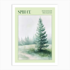 Spruce Tree Atmospheric Watercolour Painting 3 Poster Art Print