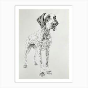 Bluetick Hound Dog Line Sketch 2 Art Print