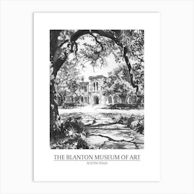 The Blanton Museum Of Art Austin Texas Black And White Drawing 1 Poster Art Print