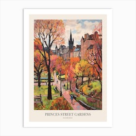 Autumn City Park Painting Princes Street Gardens Edinburgh 1 Poster Art Print