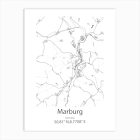 Marburg,Germany Minimalist Map Art Print