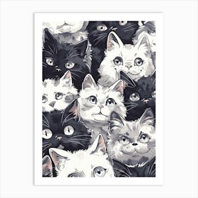 Perfectly Repeatable Artwork With Cute Cat Faces 24 Art Print