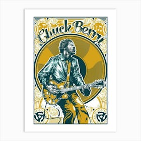 Vintage Concert Poster Chuck Berry Iconic Rock And Roll Wall Art Poster For Music Room Art Print