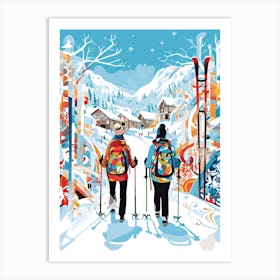 Aspen Snowmass   Colorado Usa, Ski Resort Illustration 2 Art Print