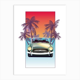 Vintage Car With Palm Trees 1 Art Print