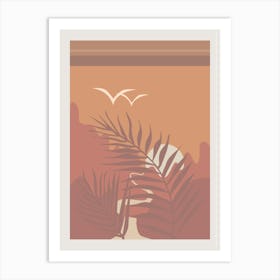 Sunset Palms Boho Earth Colors Illustration Art Print