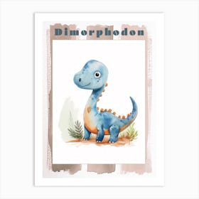 Cute Cartoon Dimorphodon Dinosaur Watercolour 2 Poster Art Print