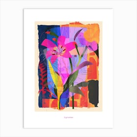 Cyclamen 2 Neon Flower Collage Poster Art Print