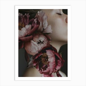 Poster Girl With Flower 2 Art Print