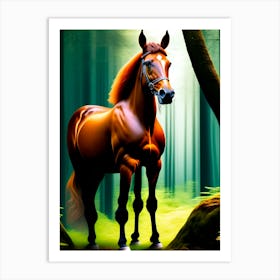 Horse In The Forest Art Print
