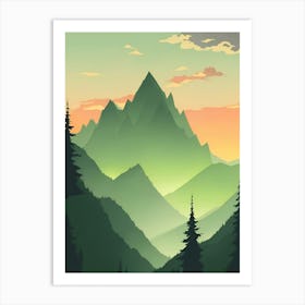 Misty Mountains Vertical Composition In Green Tone 217 Art Print