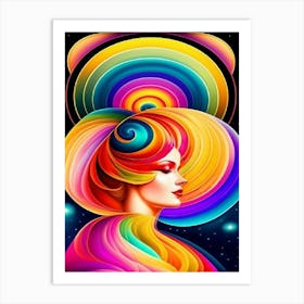 Mujer Con Aureola De Colores Art Print