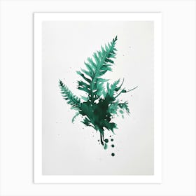 Green Ink Painting Of A Staghorn Fern 4 Art Print
