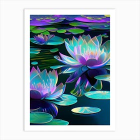 Water Lilies, Waterscape Holographic 1 Art Print