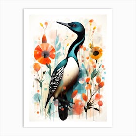 Bird Painting Collage Common Loon 1 Art Print