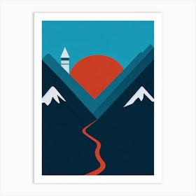 Courchevel, France Modern Illustration Skiing Poster Art Print