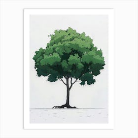 Sycamore Tree Pixel Illustration 4 Art Print