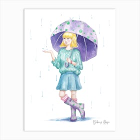Rainy Day Girl Art Print